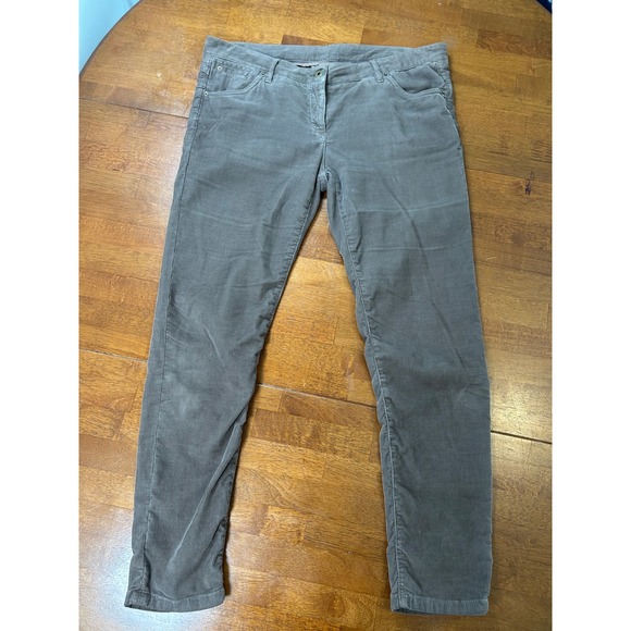 Brunello Cucinelli Corduroy Pants Women Size 10 Gray Made in Italy Slim Straight